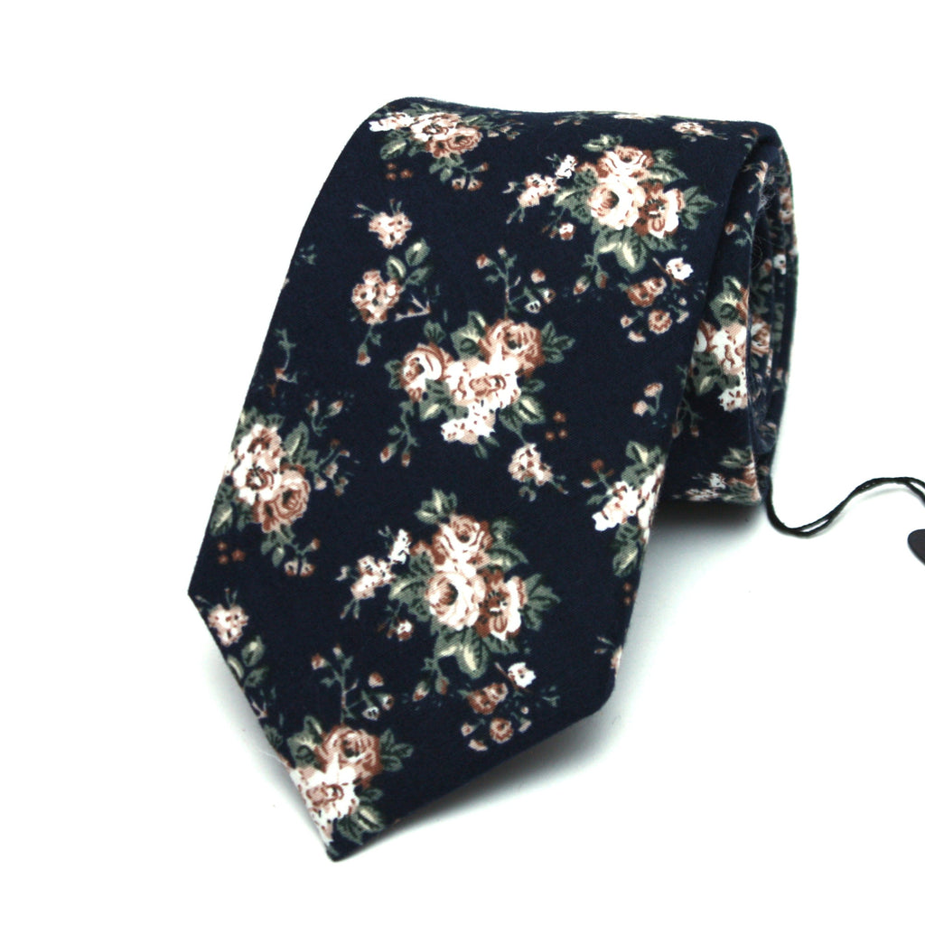 Navy Floral Necktie