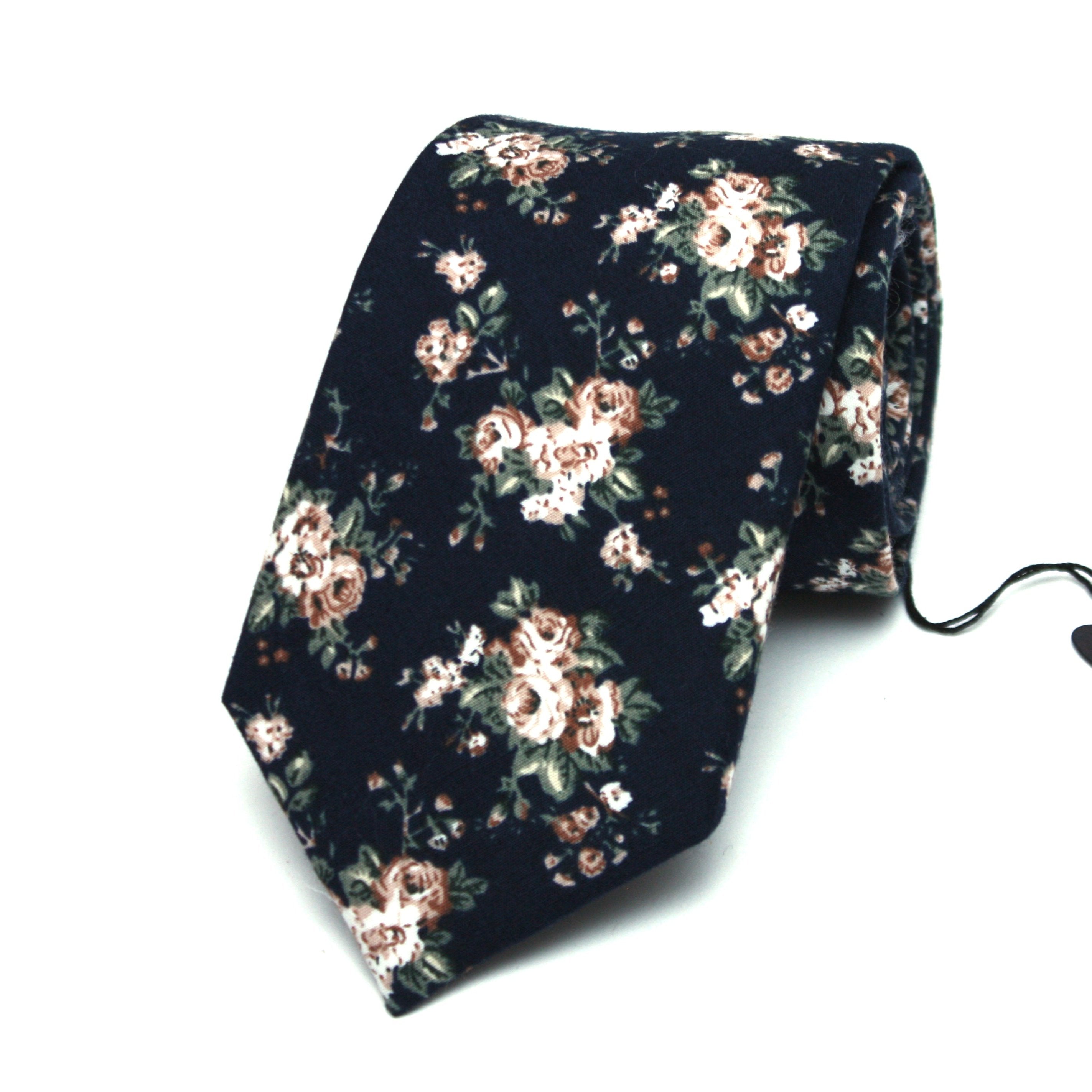 Navy Floral Necktie