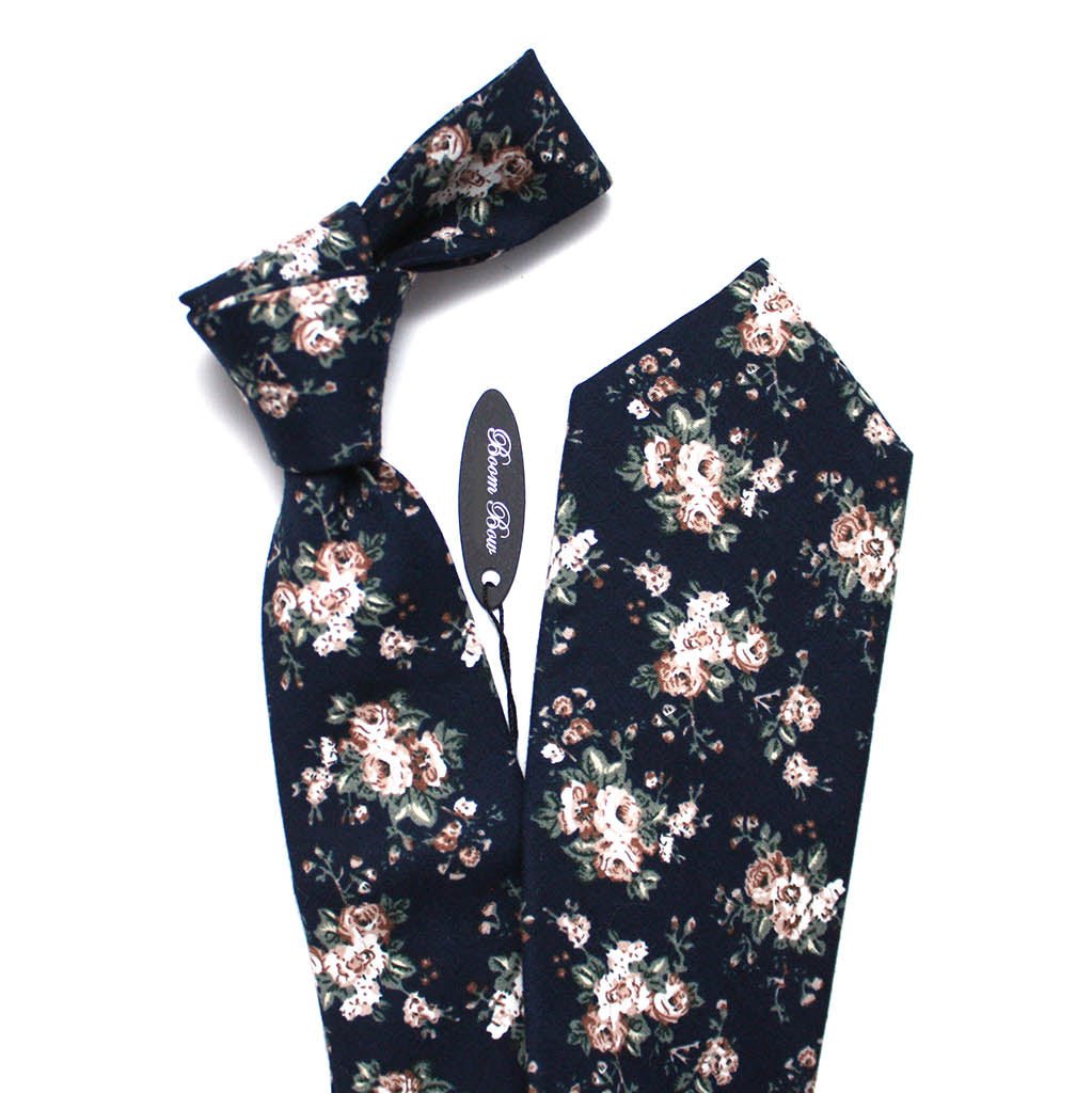 Navy Floral Necktie