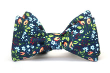 Load image into Gallery viewer, Navy Floral Silk Self-Tie Bow Tie

