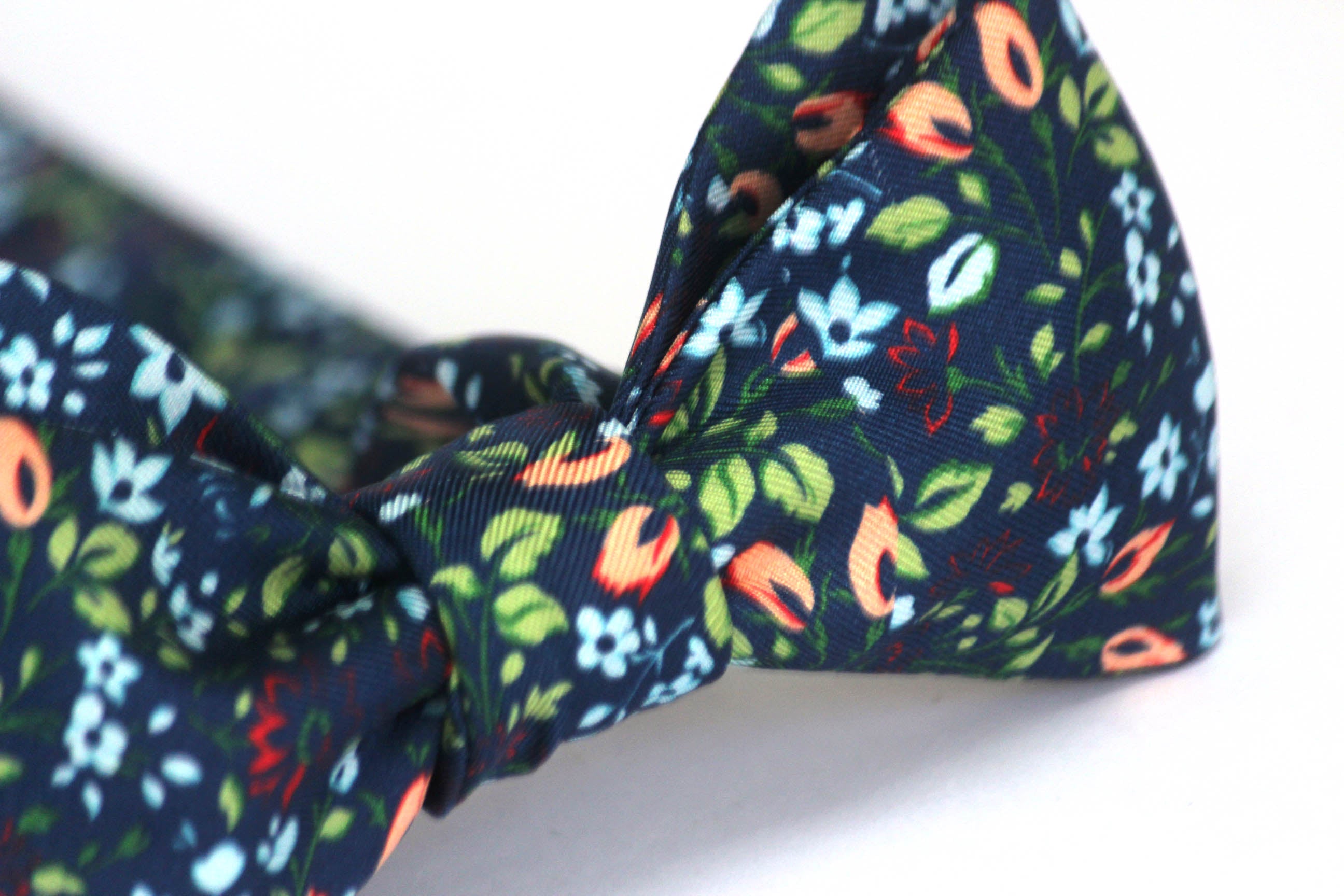 Navy Floral Silk Self-Tie Bow Tie