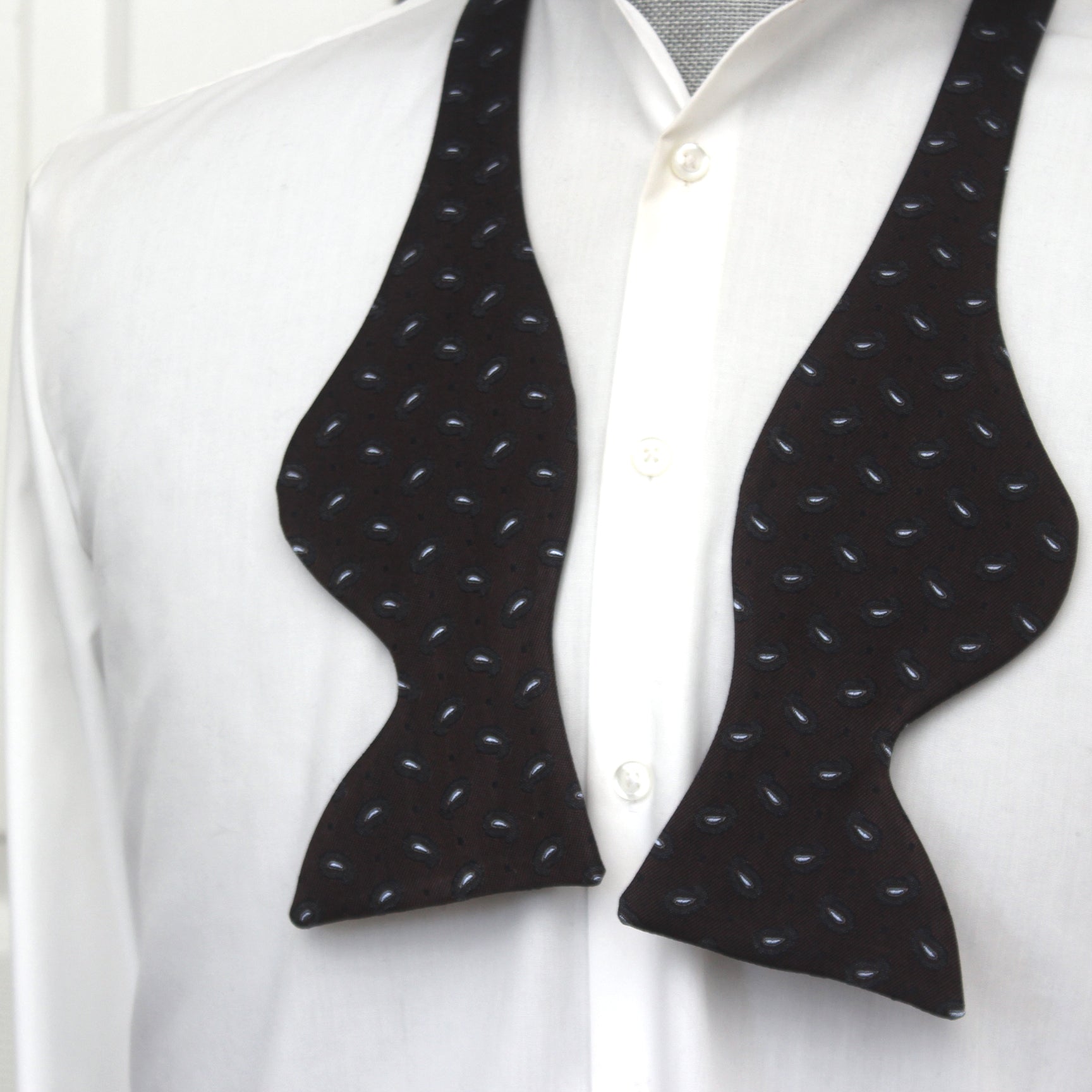Big Butterfly Brown Grey Paisley Silk Bow Tie
