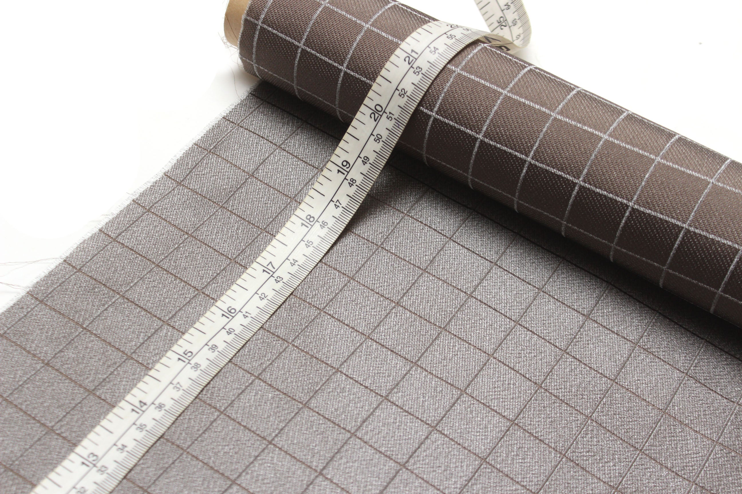 Grey Silver Plaid Silk Fabric