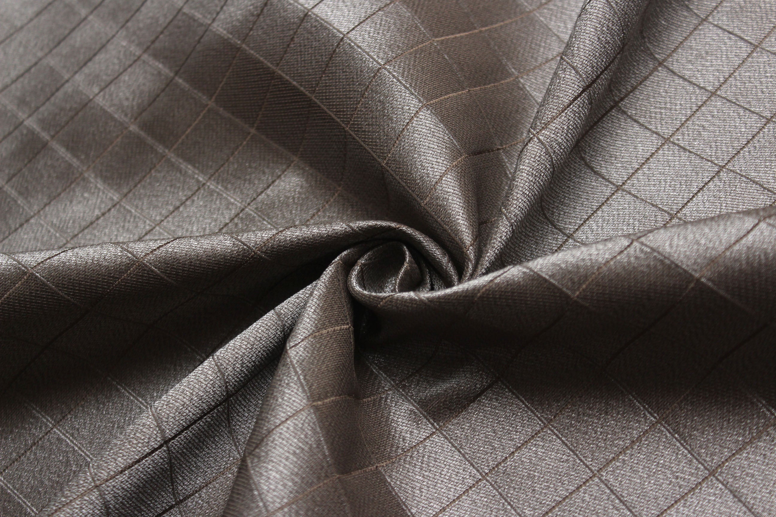 Grey Silver Plaid Silk Fabric