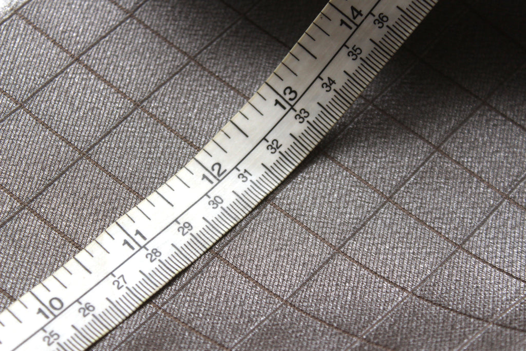 Grey Silver Plaid Silk Fabric