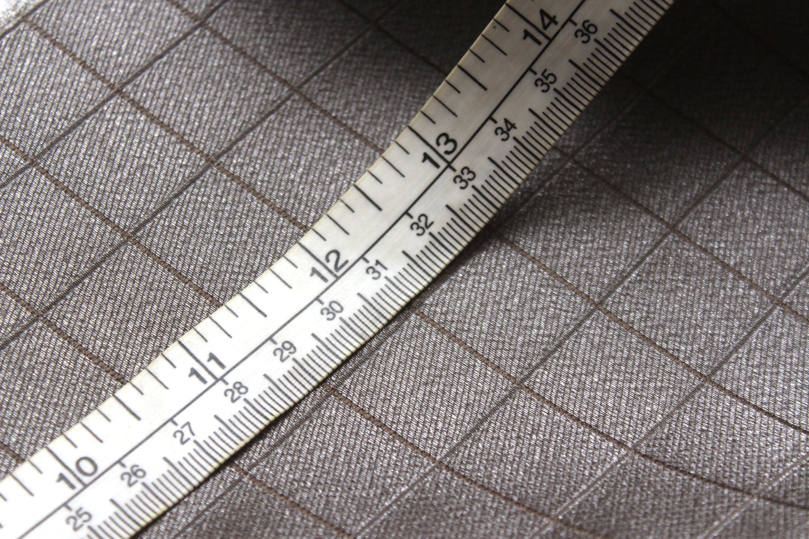 Grey Silver Plaid Silk Fabric