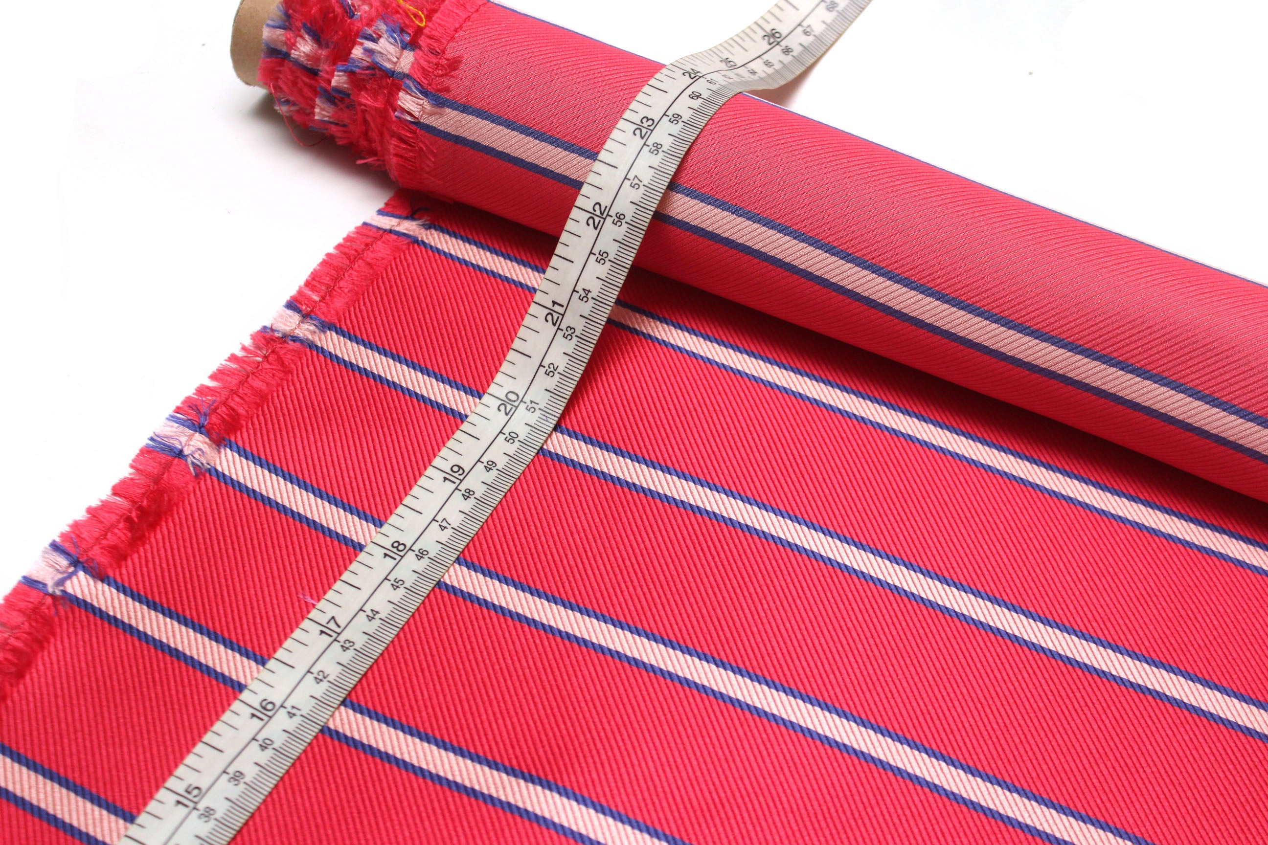 Pink with Blue Stripe Silk Fabric