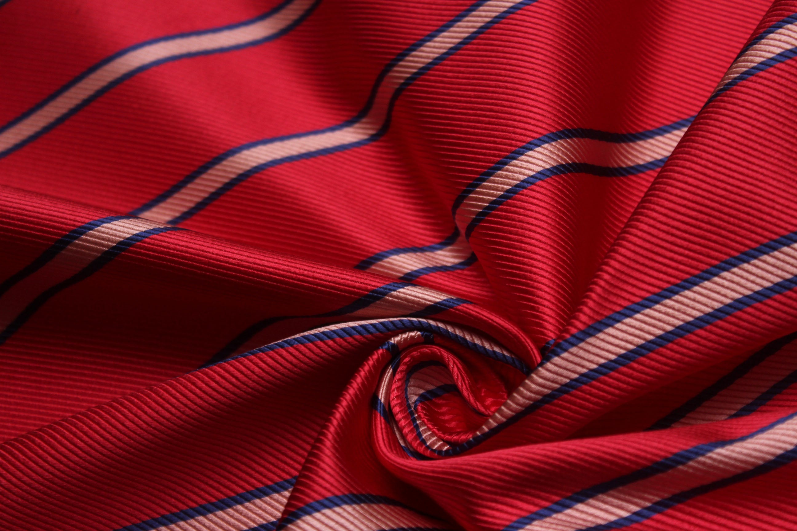 Pink with Blue Stripe Silk Fabric