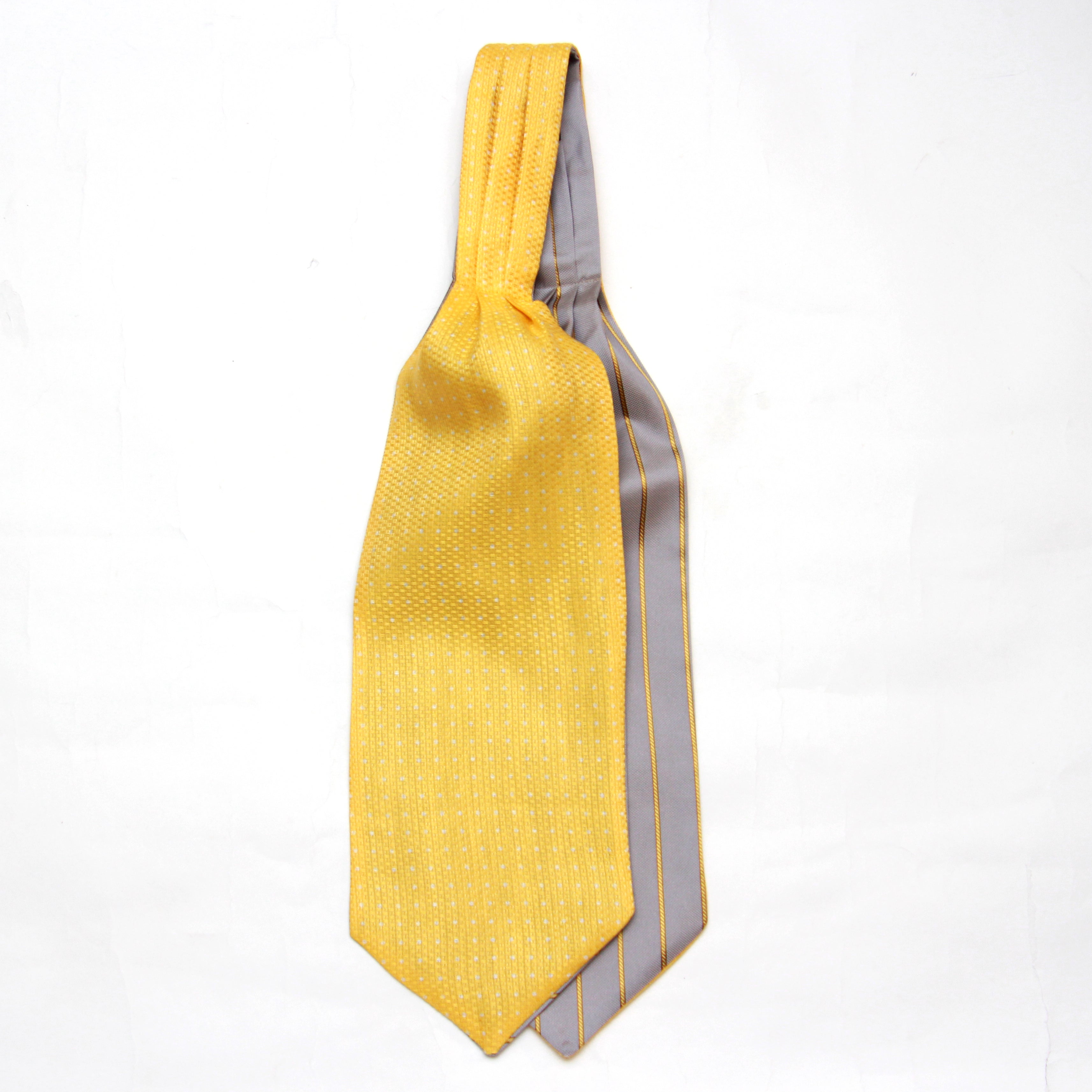 Yellow Grey Reversible Silk Ascot