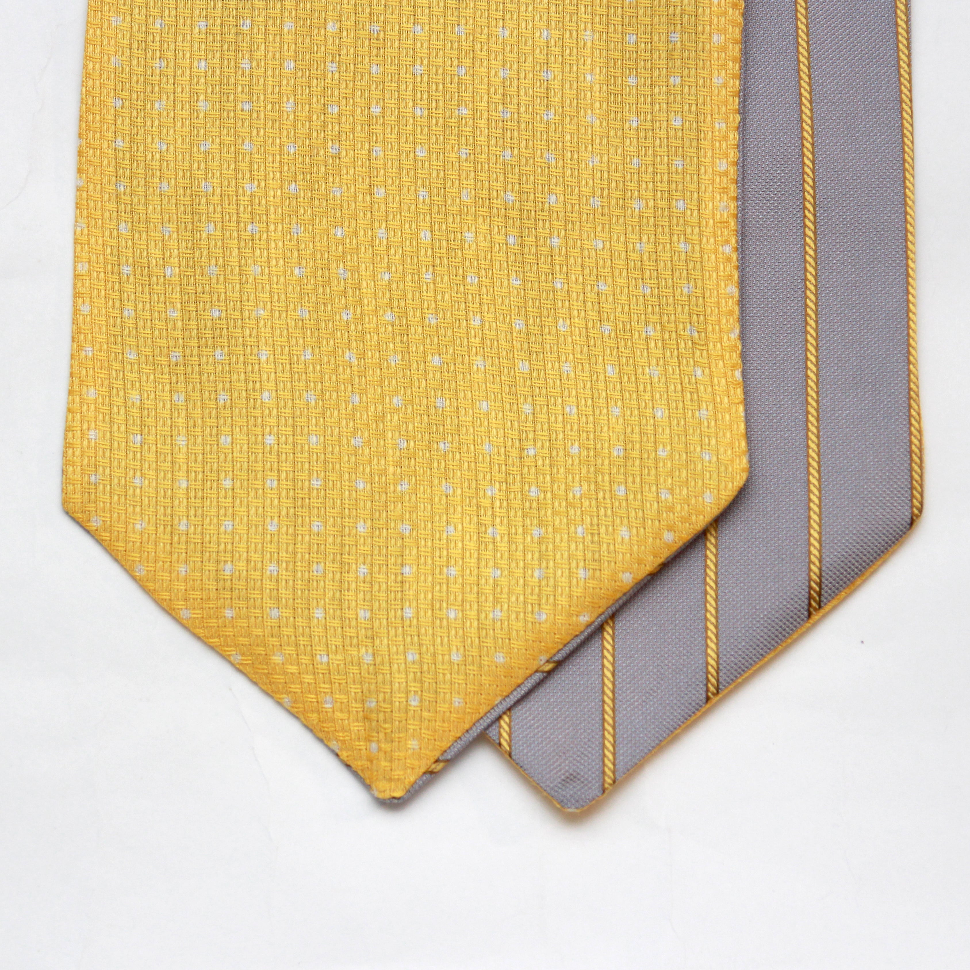 Yellow Grey Reversible Silk Ascot