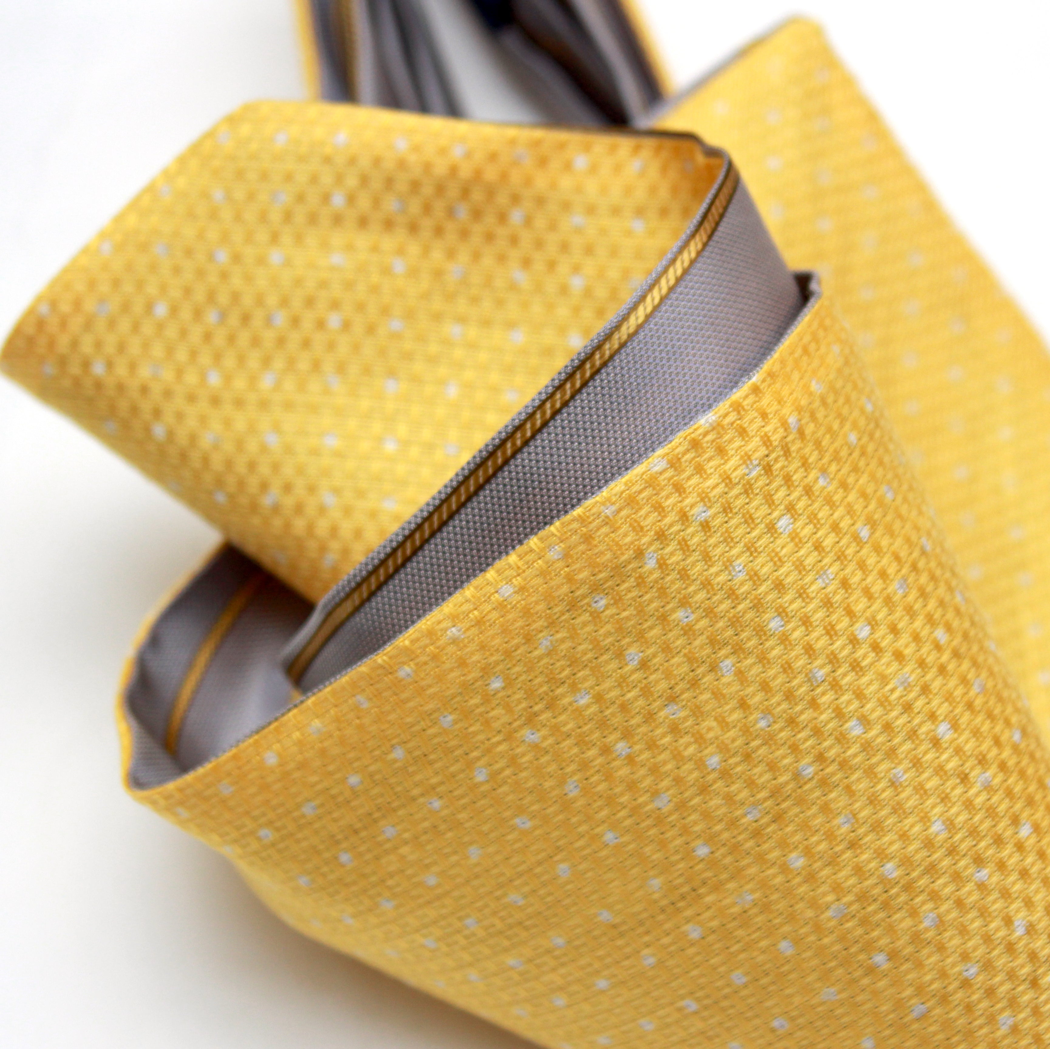 Yellow Grey Reversible Silk Ascot