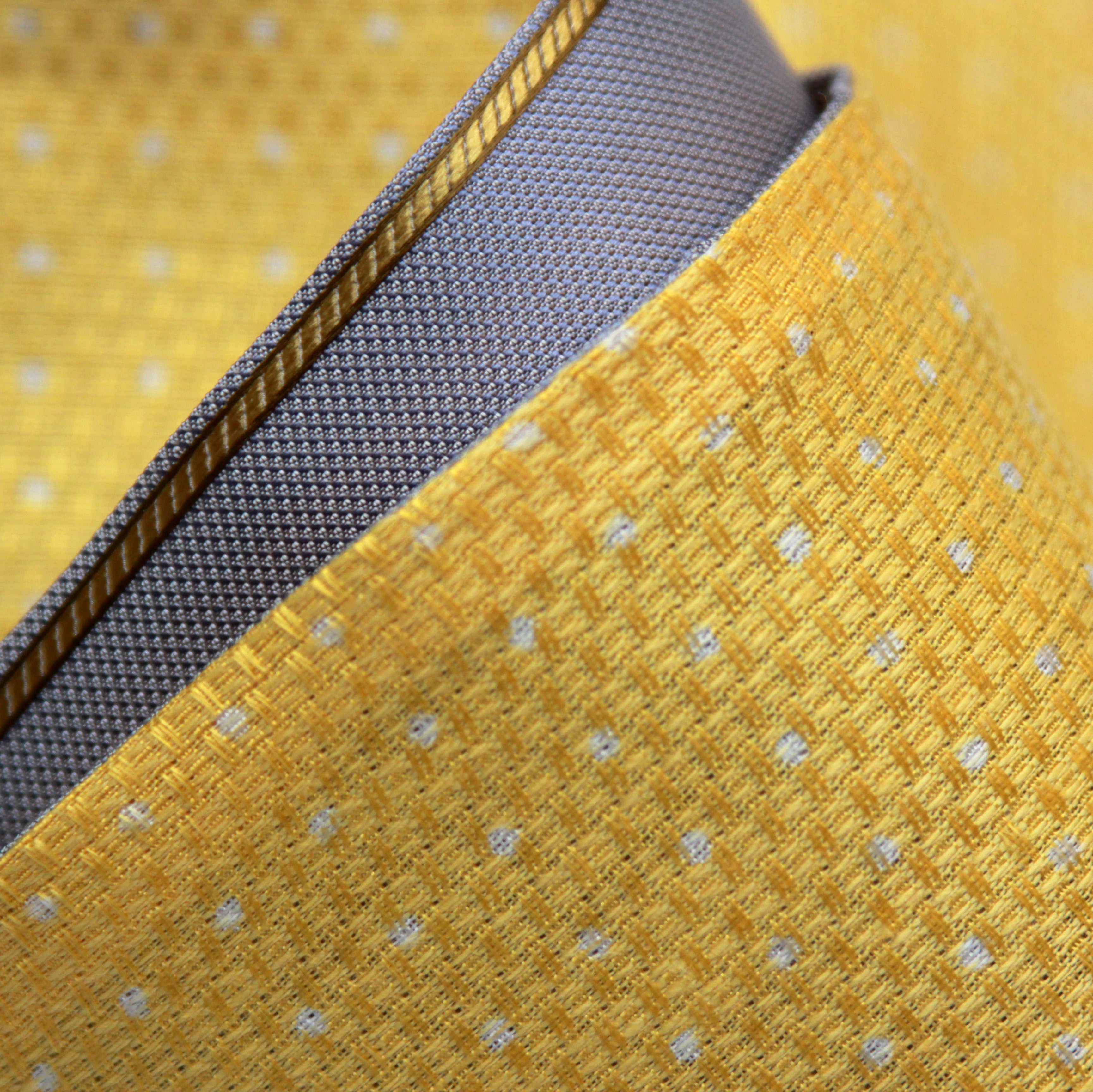 Yellow Grey Reversible Silk Ascot