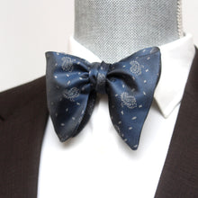 Load image into Gallery viewer, Big Butterfly Blue Paisley Silk Bow Tie
