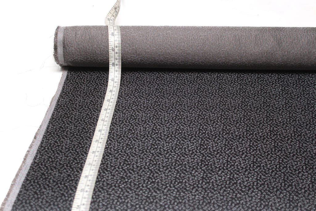 Grey ornament Silk Fabric with silver thread