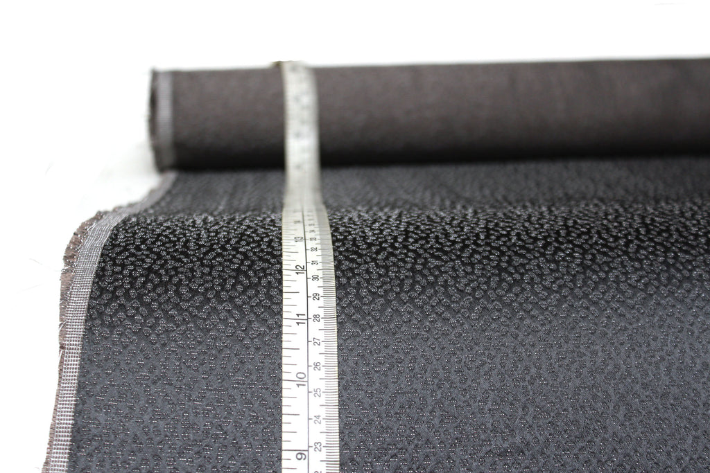 Grey ornament Silk Fabric with silver thread
