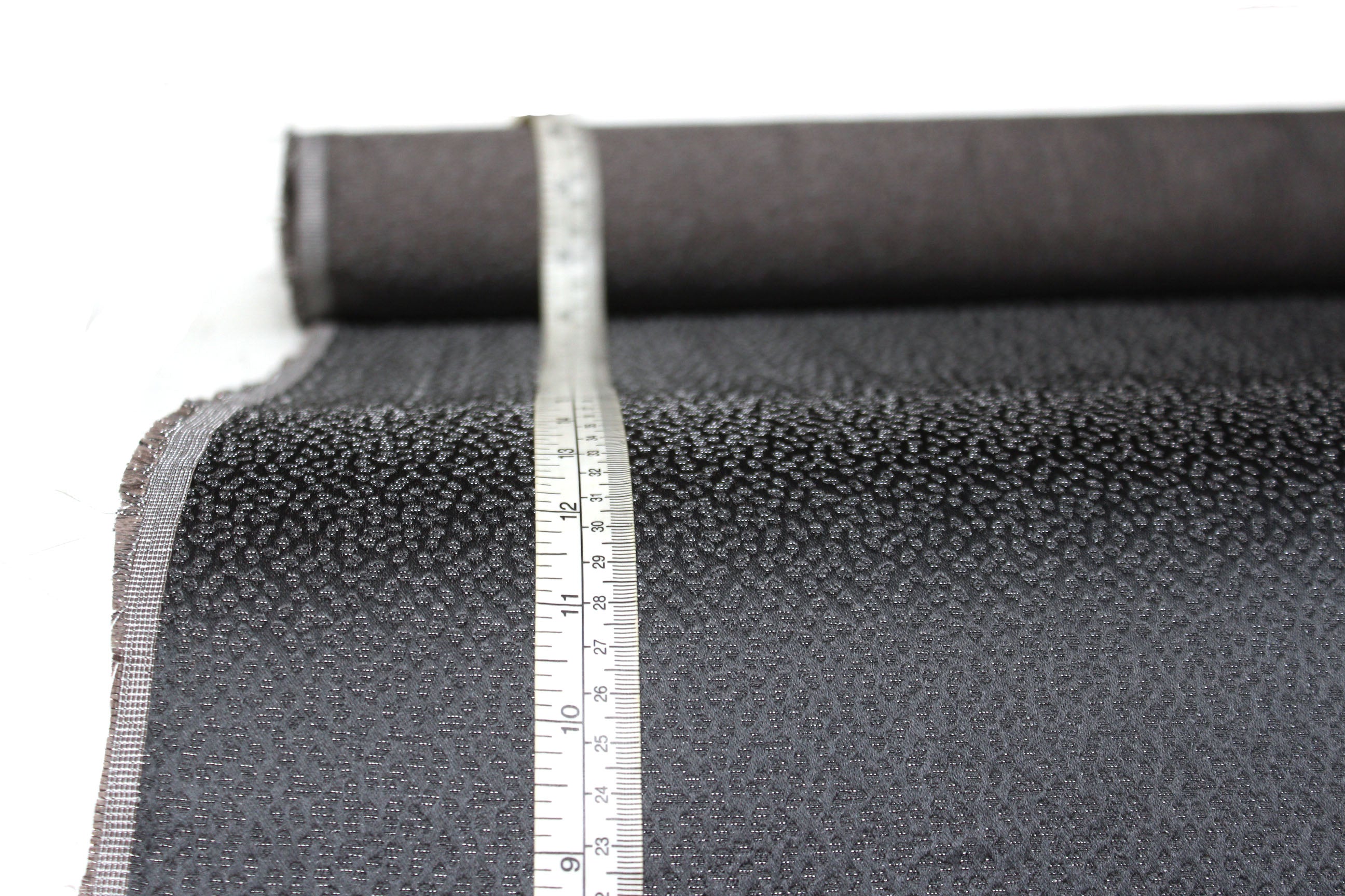 Grey ornament Silk Fabric with silver thread