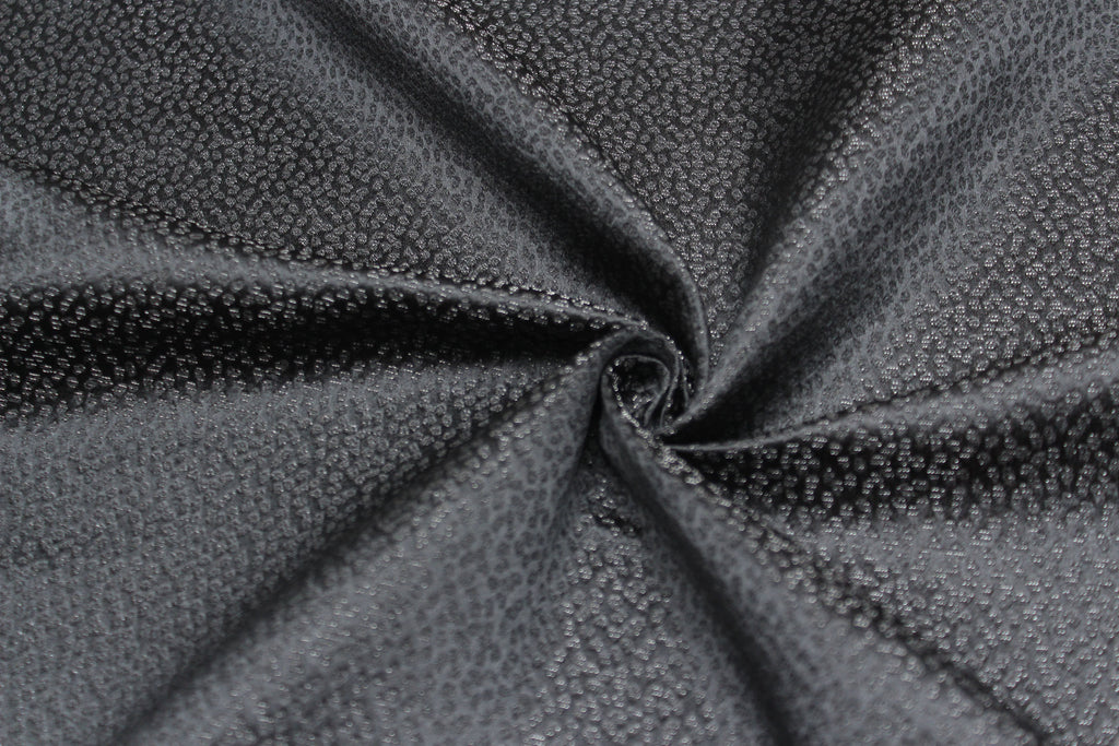 Grey ornament Silk Fabric with silver thread