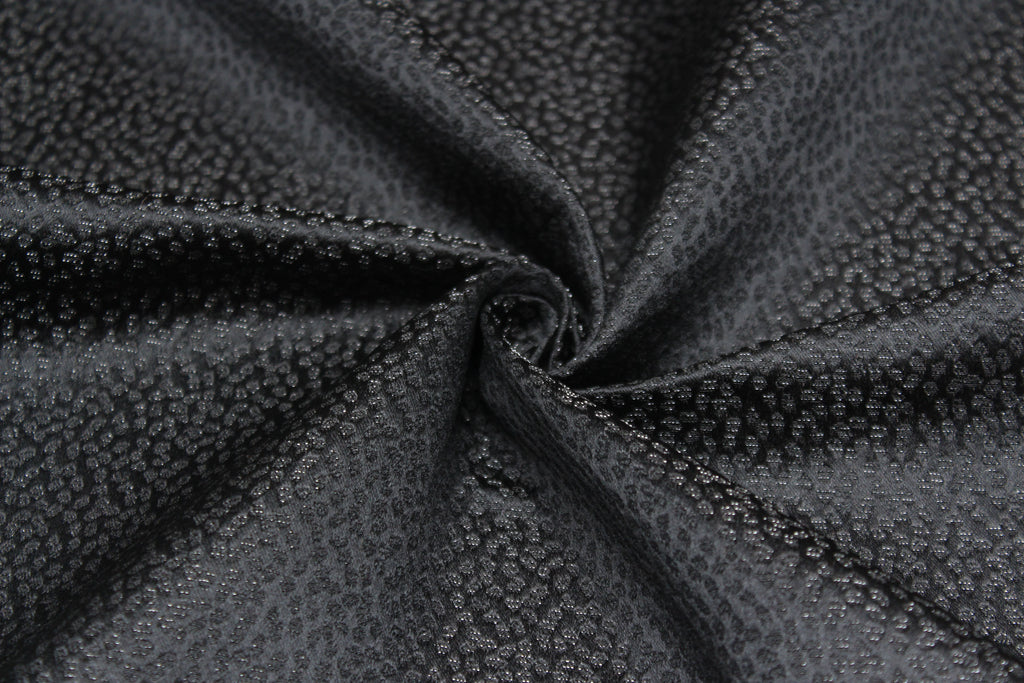 Grey ornament Silk Fabric with silver thread