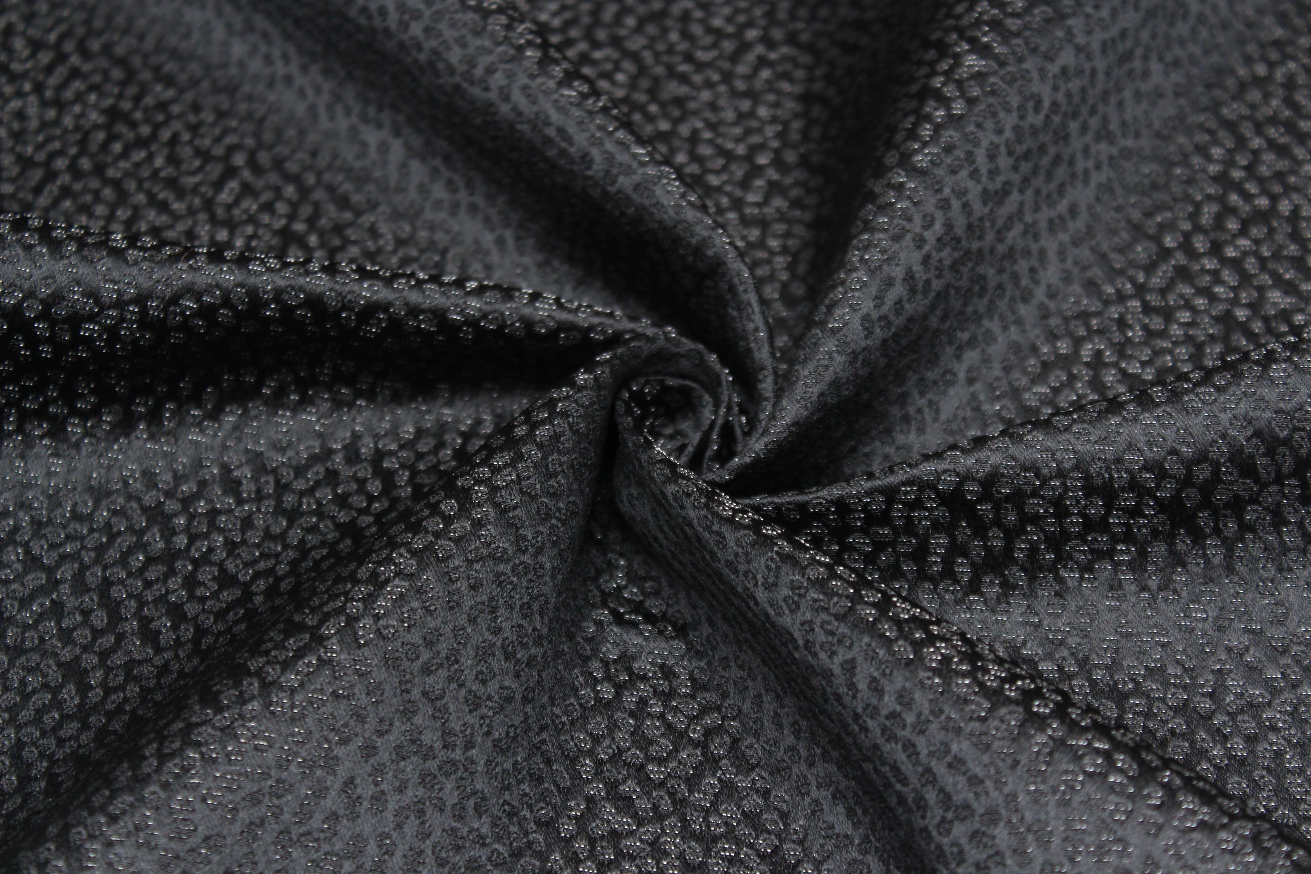 Grey ornament Silk Fabric with silver thread