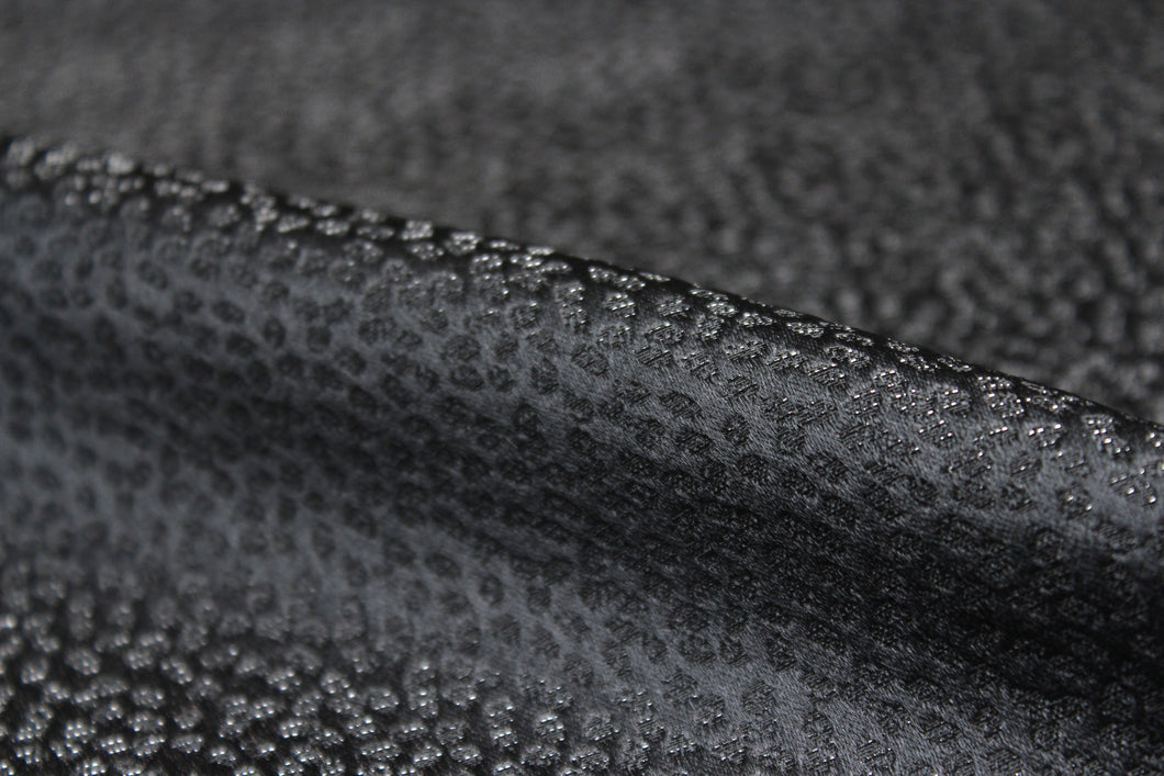 Grey ornament Silk Fabric with silver thread