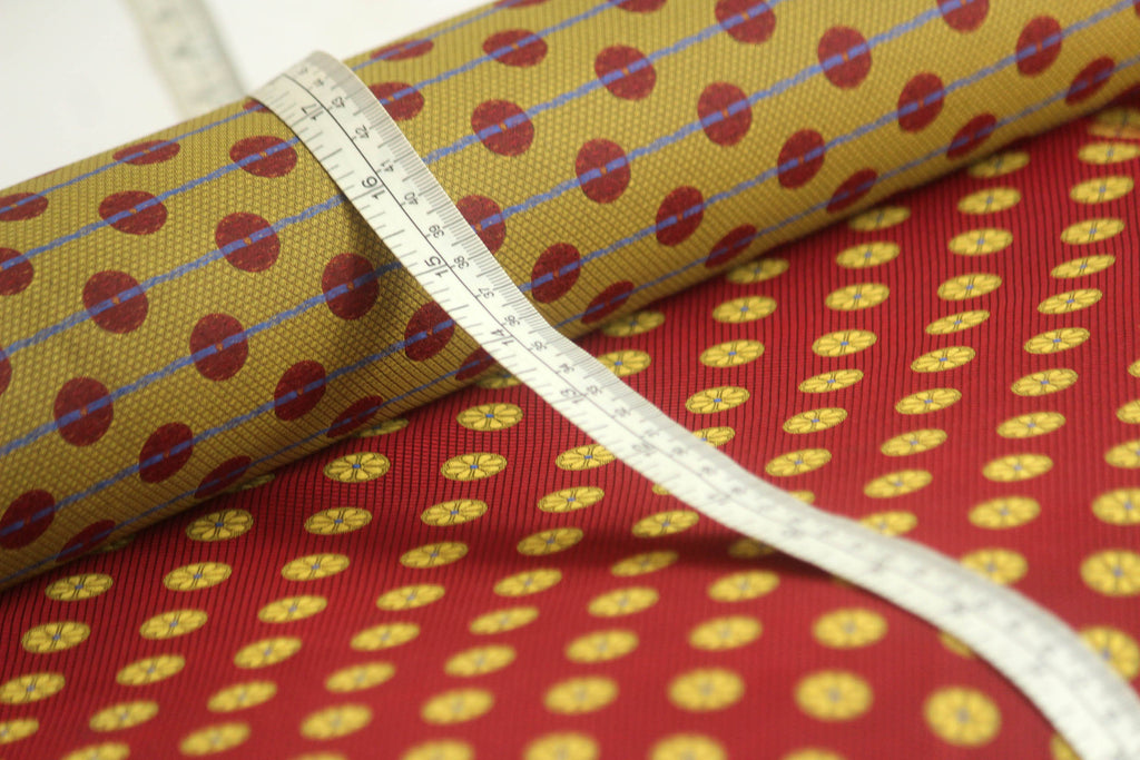 Red and Gold Large Polka Dots Fabric 42" width
