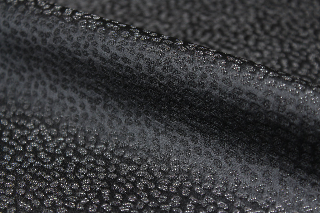 Grey ornament Silk Fabric with silver thread
