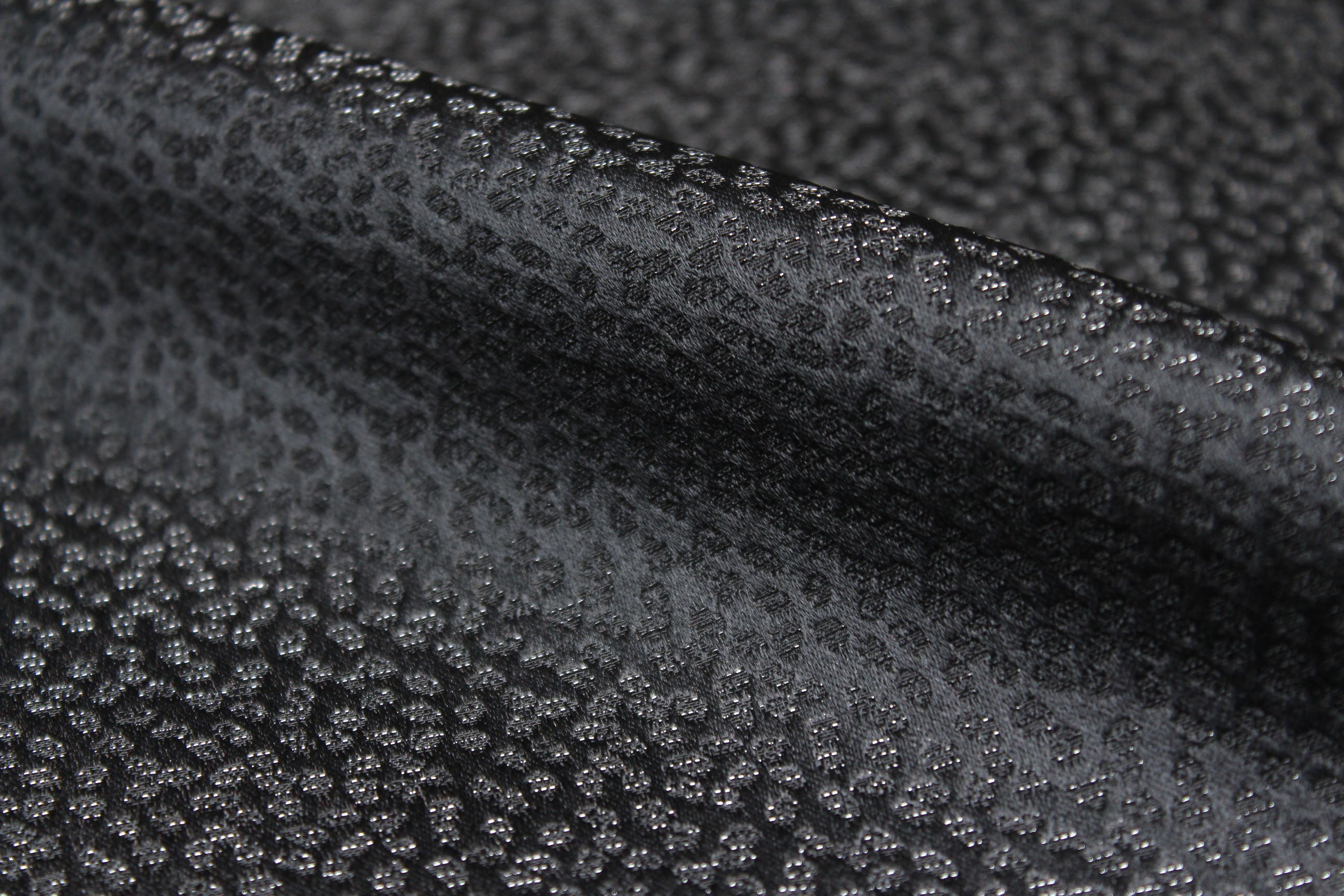 Grey ornament Silk Fabric with silver thread