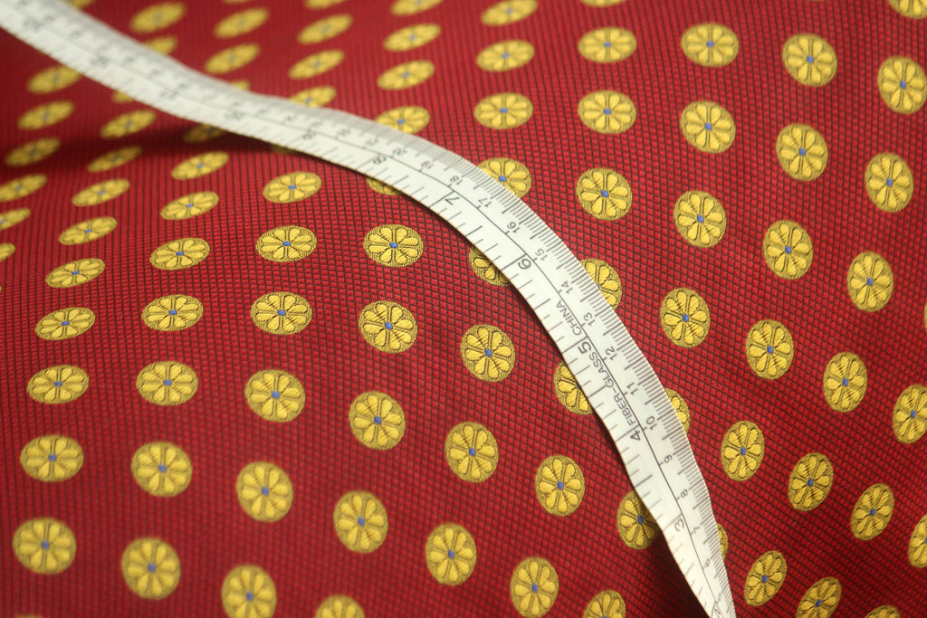 Red and Gold Large Polka Dots Fabric 42" width