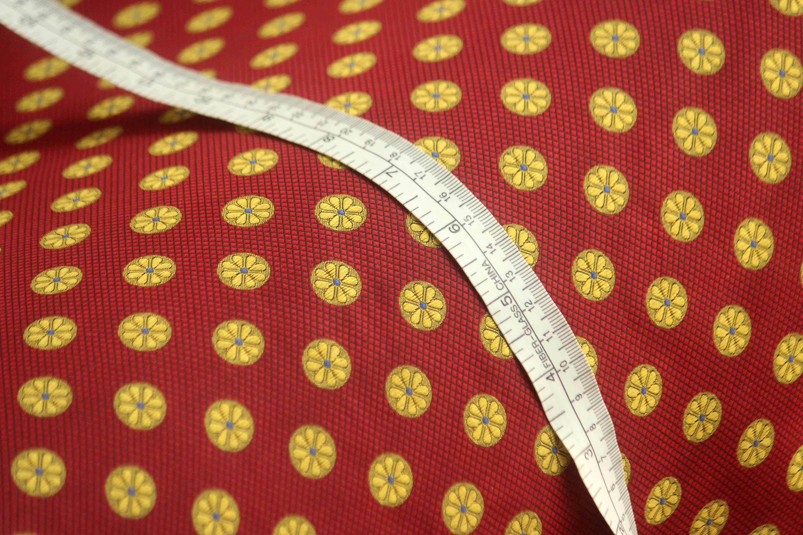 Red and Gold Large Polka Dots Fabric 42" width