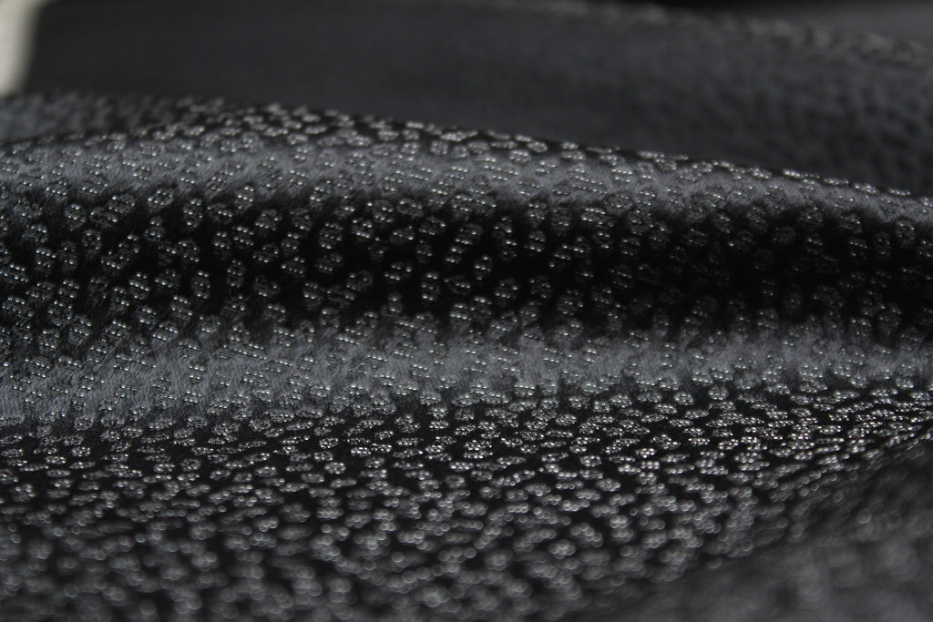 Grey ornament Silk Fabric with silver thread