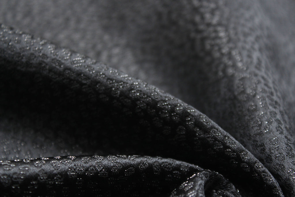 Grey ornament Silk Fabric with silver thread