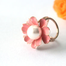 Load image into Gallery viewer, Pink Gold Flower Women Scarf Ring
