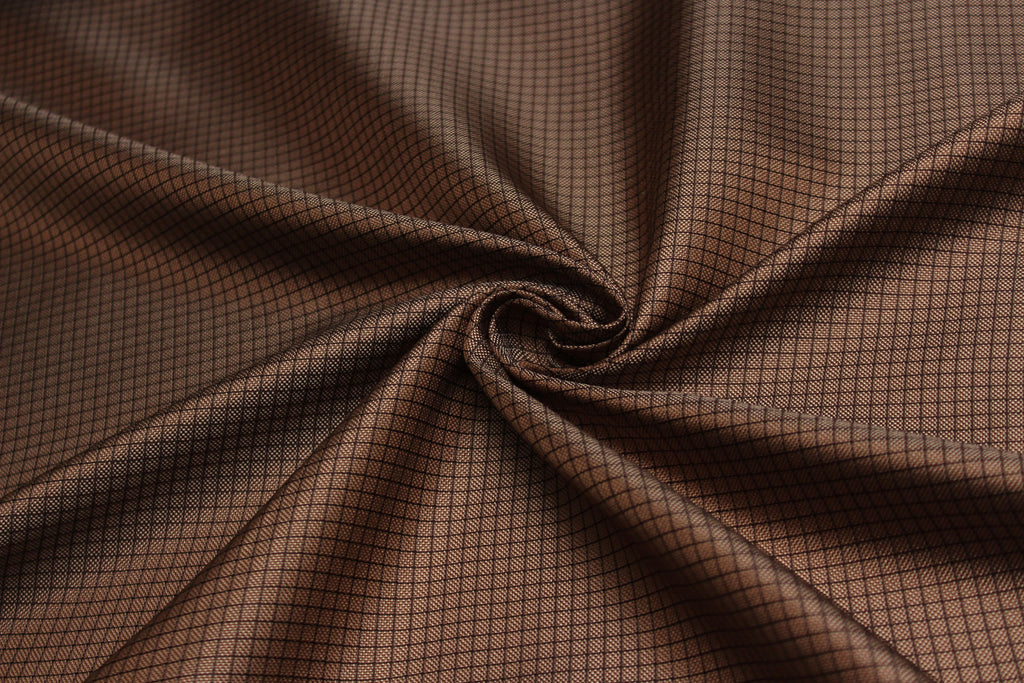 Brown Plaid Silk Fabric