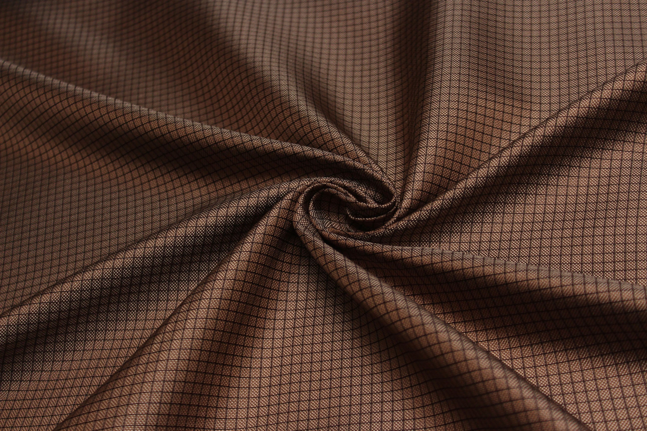 Brown Plaid Silk Fabric