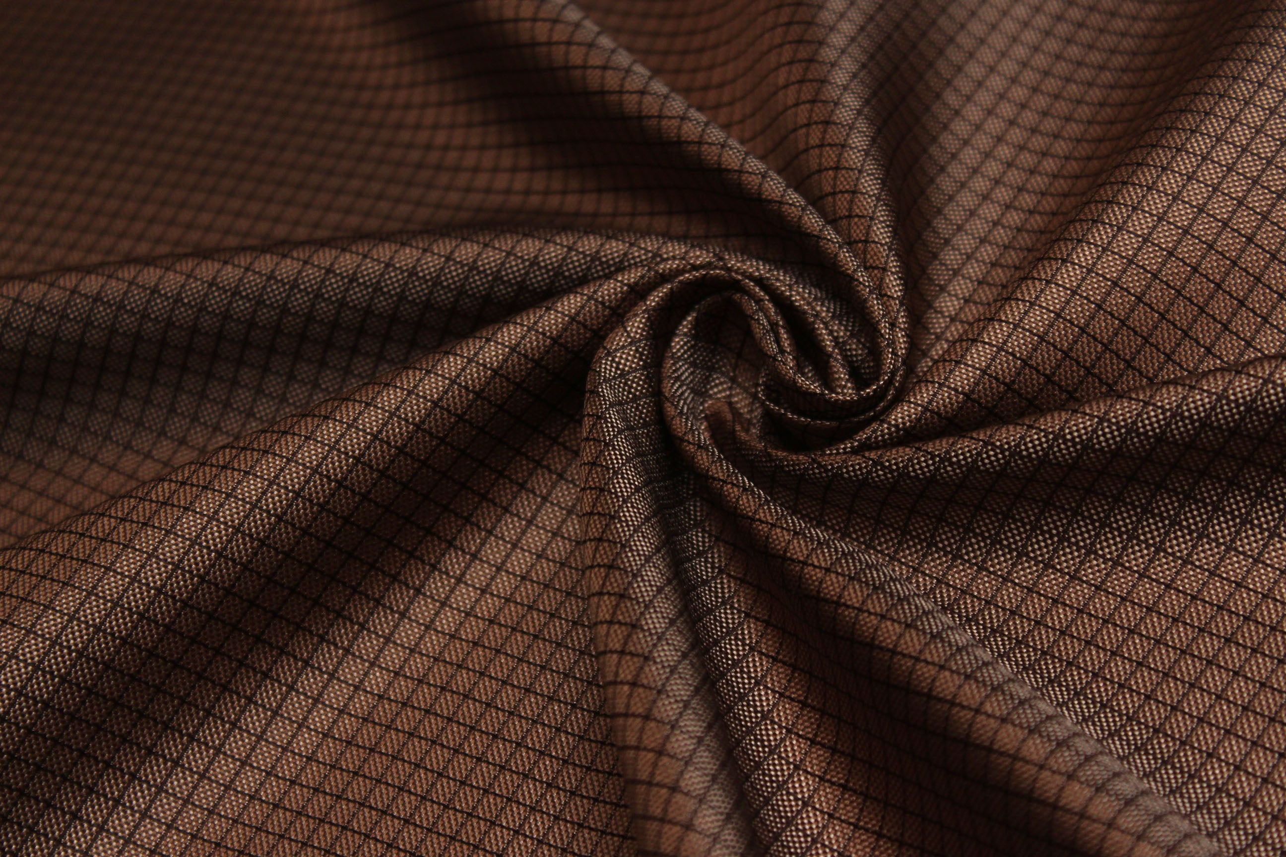 Brown Plaid Silk Fabric