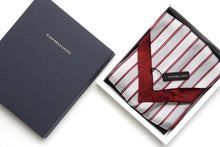 Load image into Gallery viewer, Maroon Grey Stripe Reversible Silk Ascot
