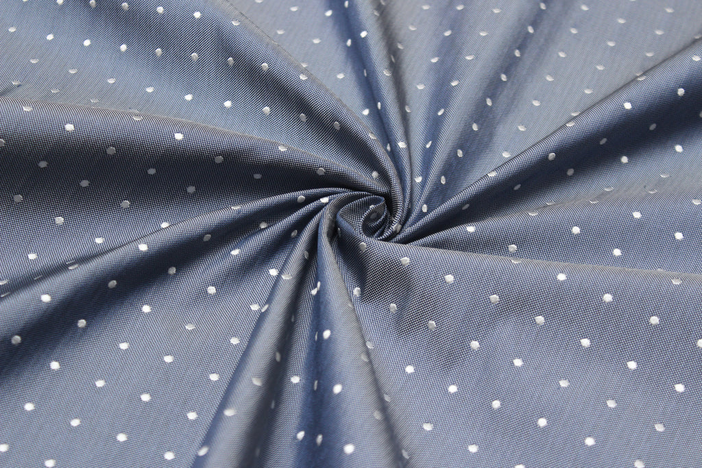 Polka Dot Dusty Blue Silk Fabric