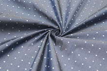 Load image into Gallery viewer, Polka Dot Dusty Blue Silk Fabric
