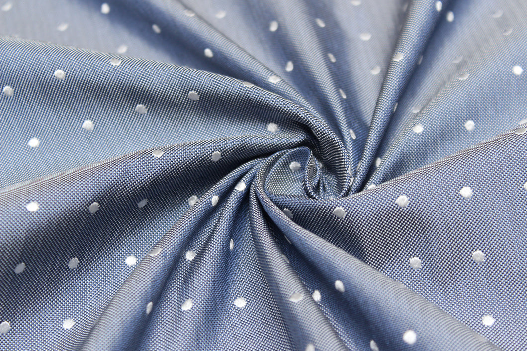 Polka Dot Dusty Blue Silk Fabric