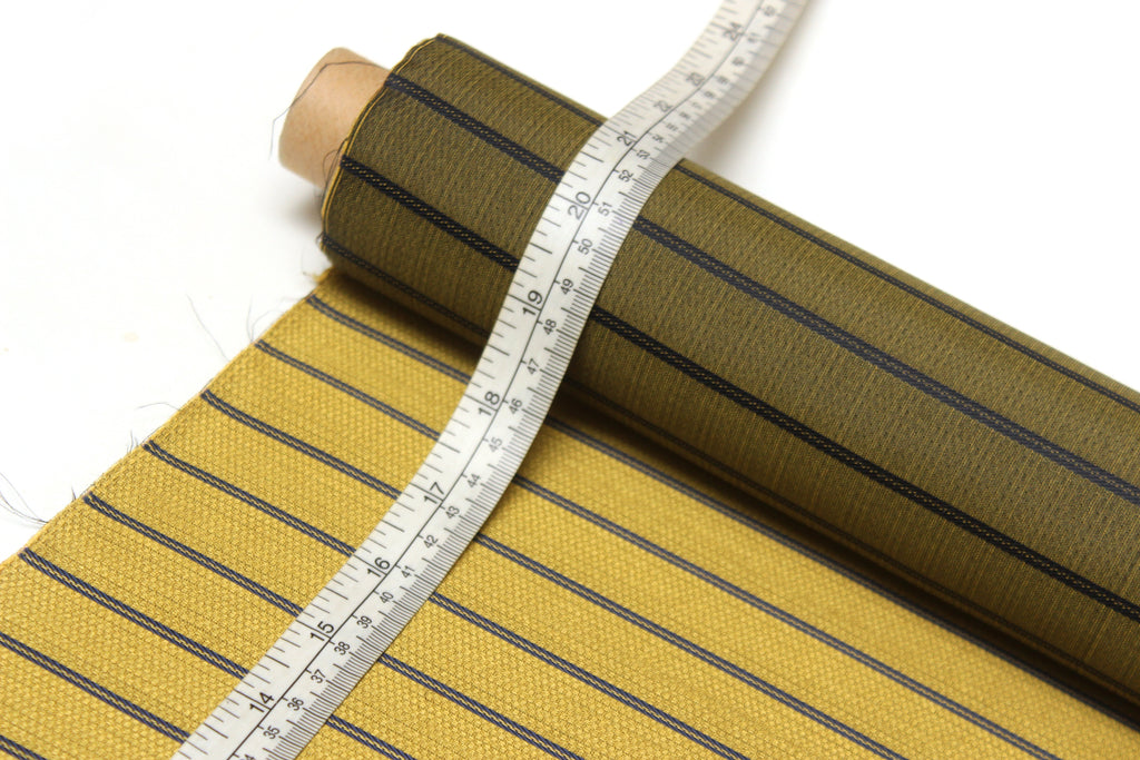 Gold Mustard with black stripe Silk Fabric