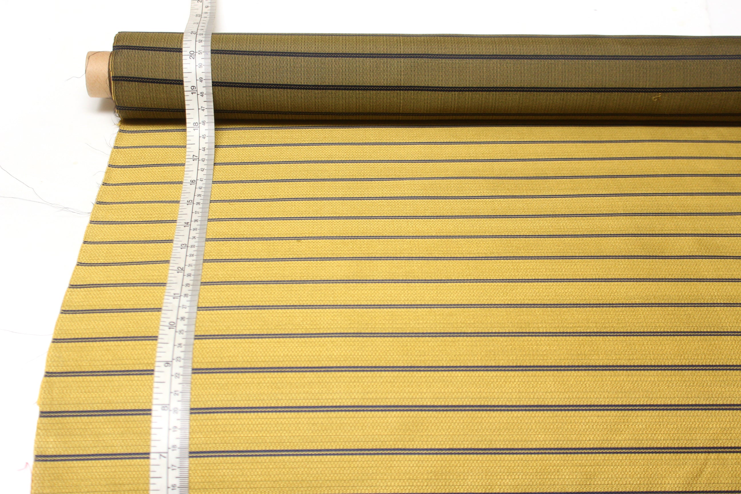 Gold Mustard with black stripe Silk Fabric