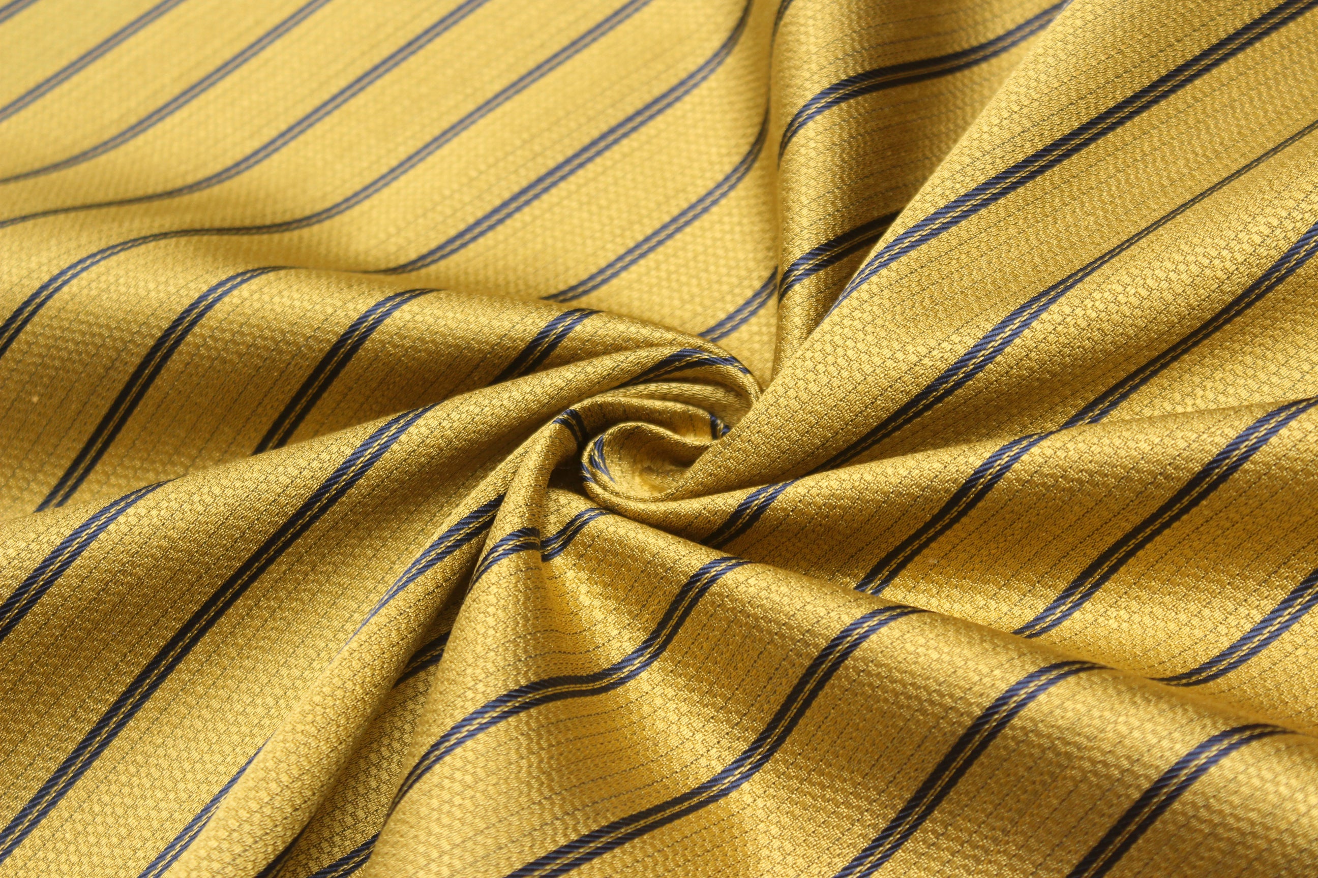Gold Mustard with black stripe Silk Fabric