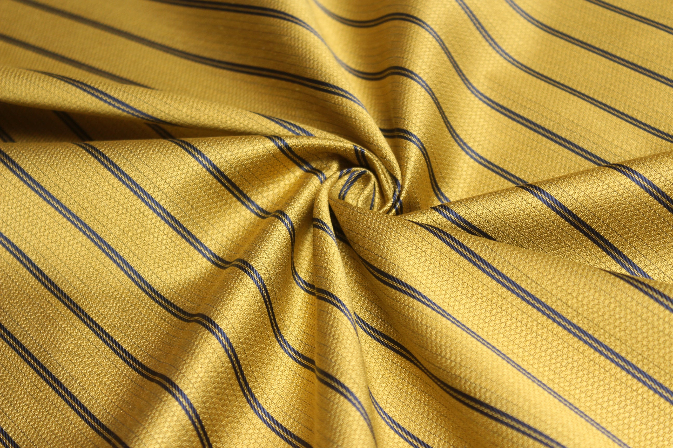 Gold Mustard with black stripe Silk Fabric