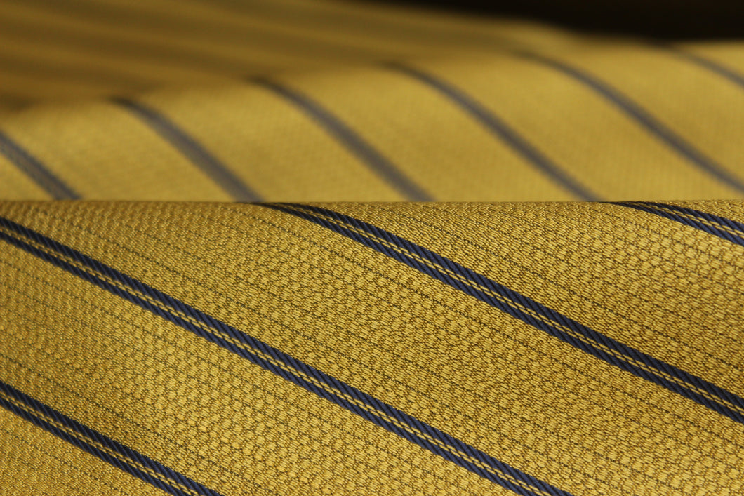 Gold Mustard with black stripe Silk Fabric