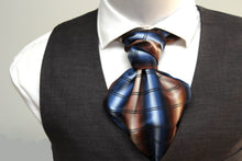 Load image into Gallery viewer, Blue Brown Plaid Silk Ascot

