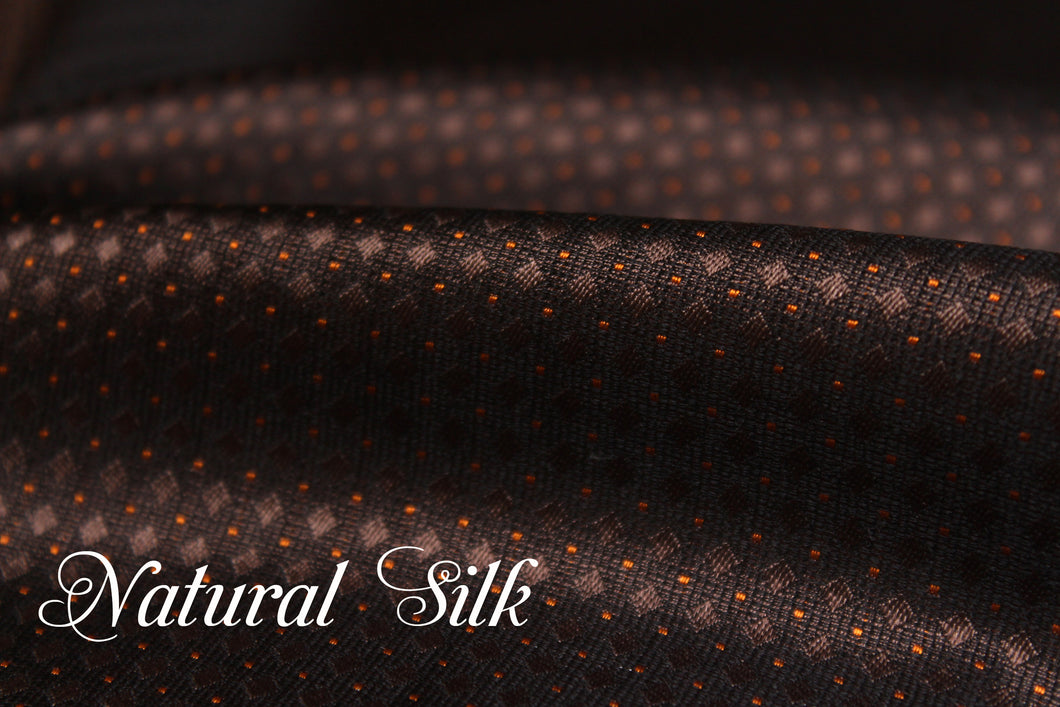 Brown Orange Polka Dot ornament Silk Fabric