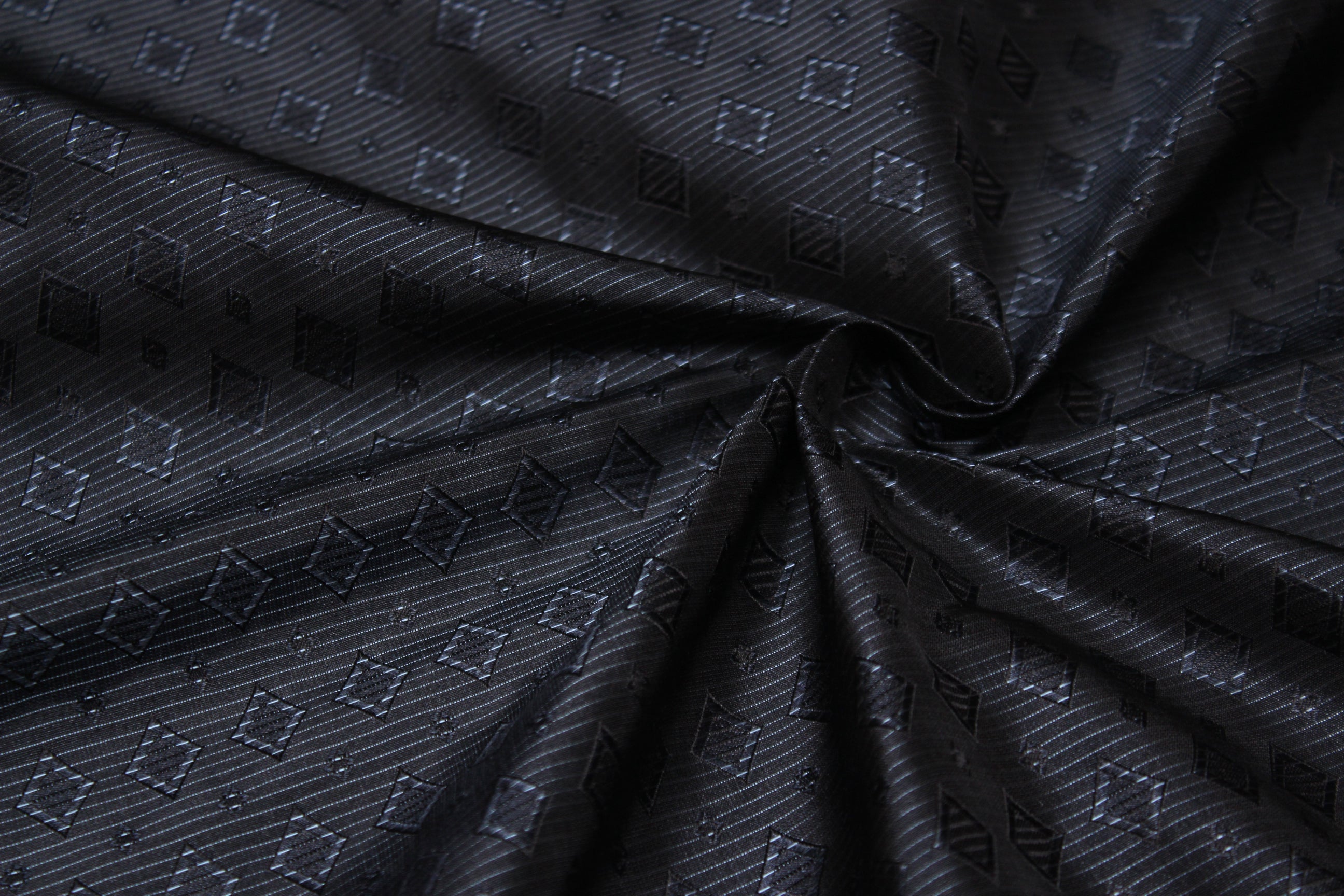 Dark Grey ornament Silk Fabric 42" width