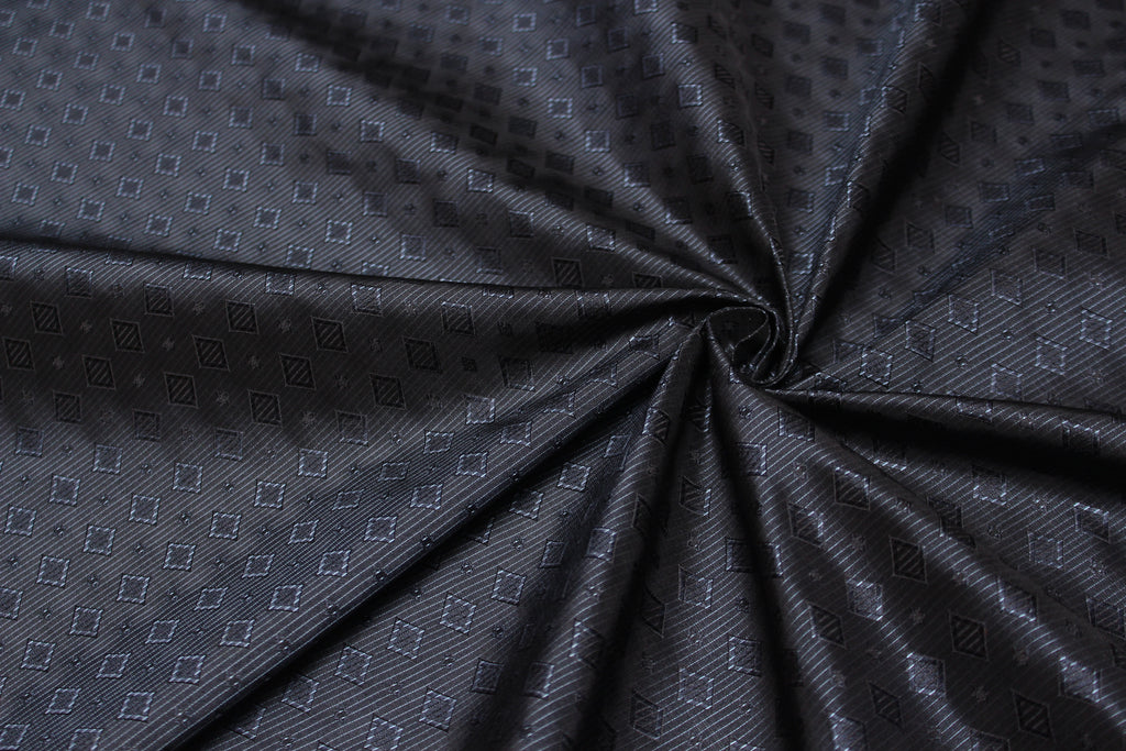 Dark Grey ornament Silk Fabric 42" width