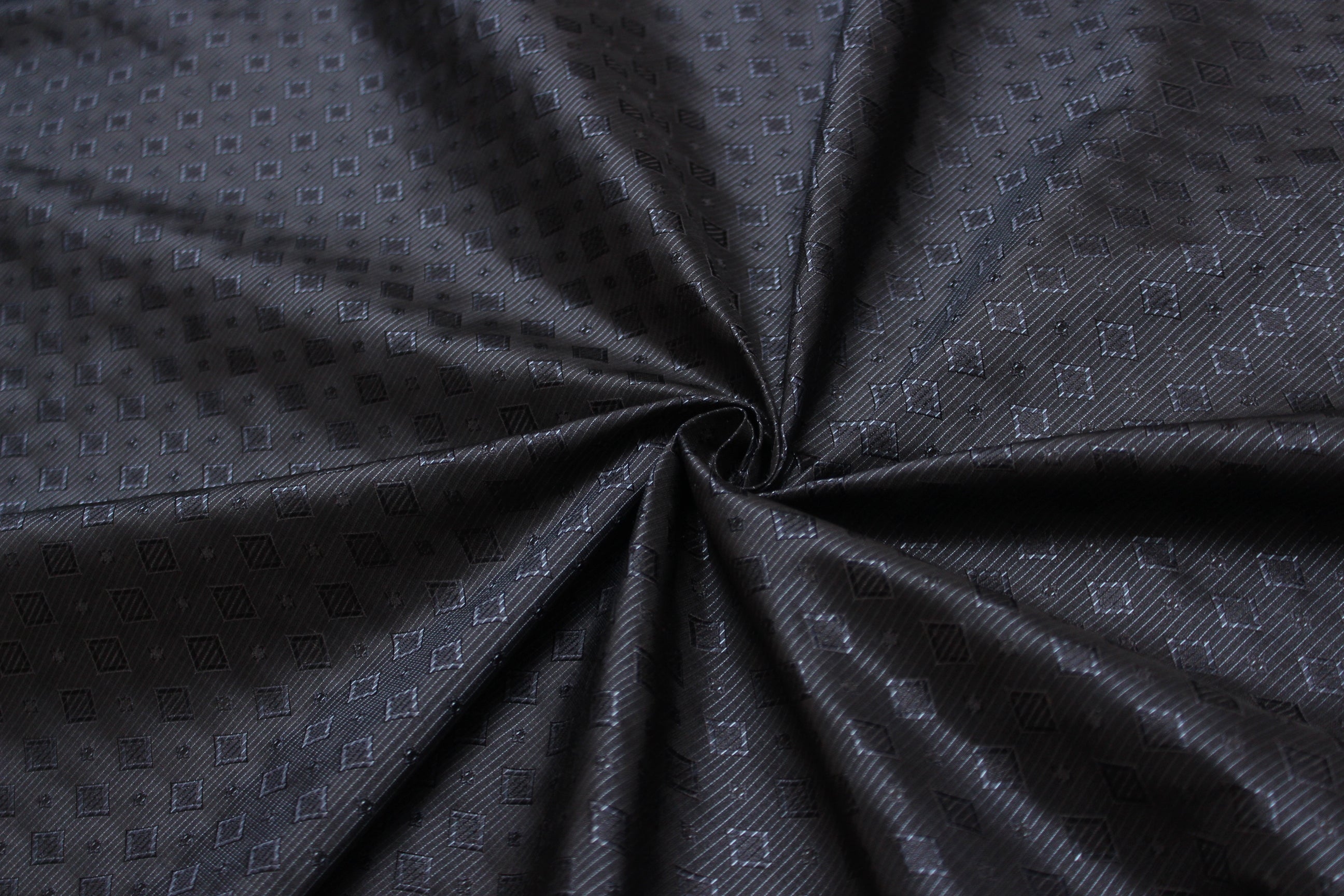 Dark Grey ornament Silk Fabric 42" width