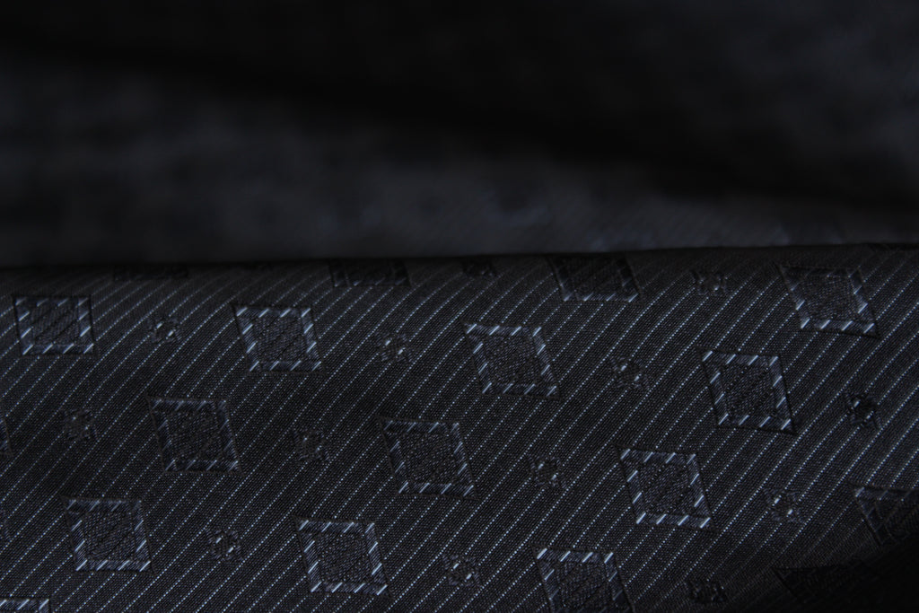 Dark Grey ornament Silk Fabric 42" width